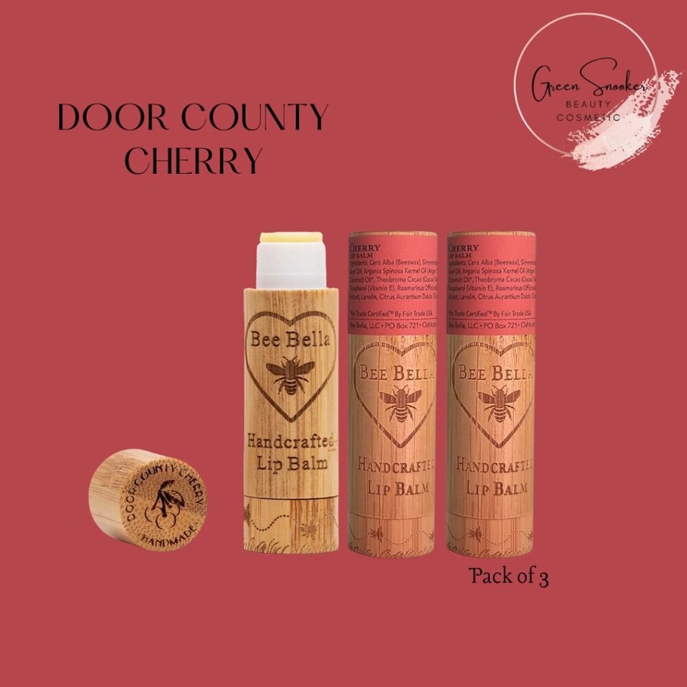 Bee Bella, Door County Cherry Lip Balm, Pack of 3